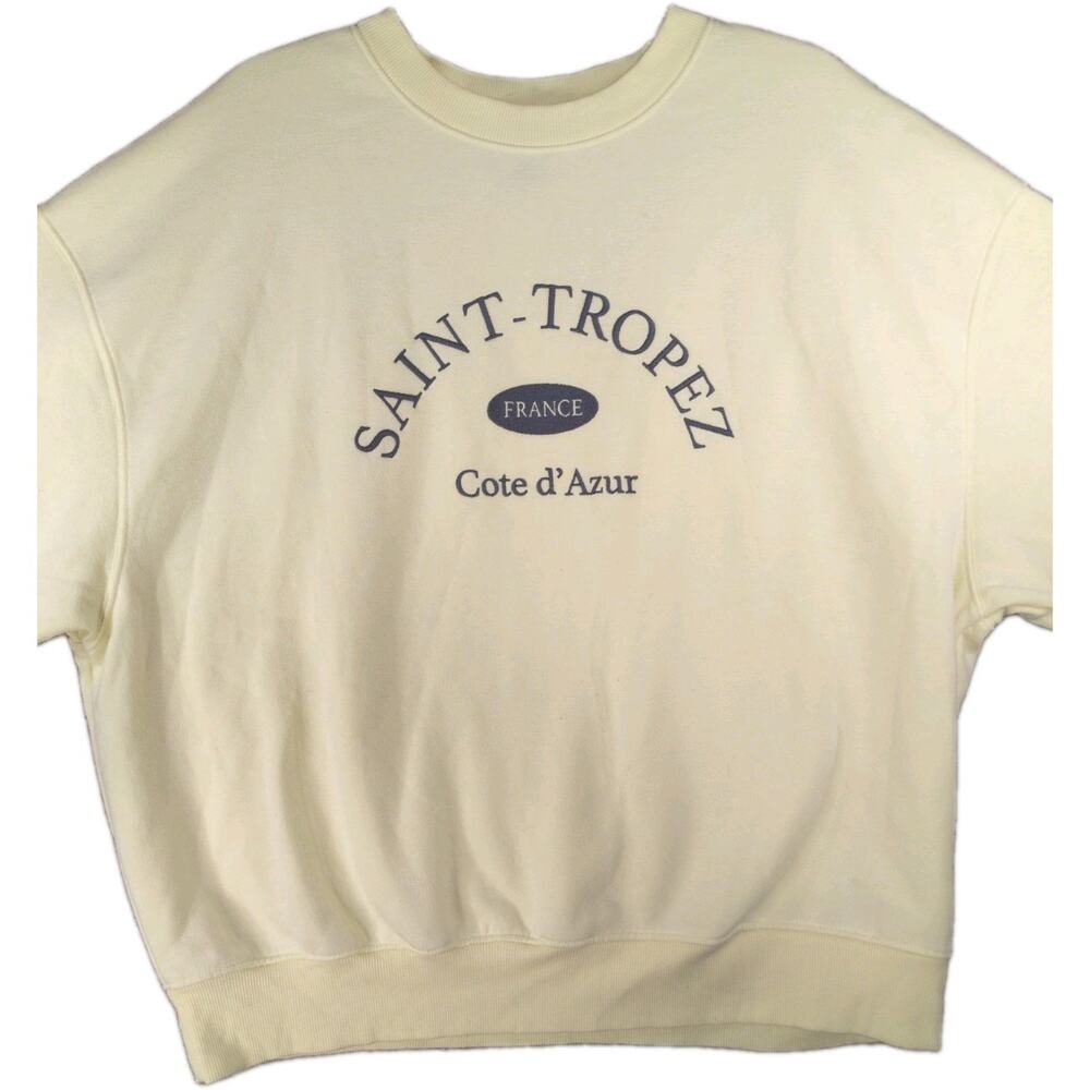Saint-Tropez Sweatshirt Women's L Oversized Butter Yellow France Cote d'Azur